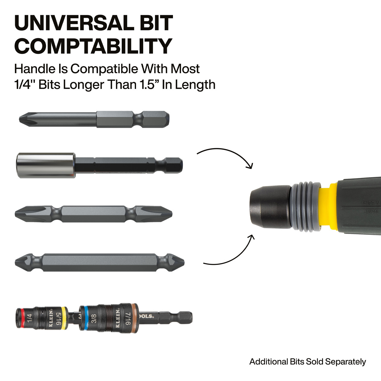 Fastbit Tru-Grip Screwdriver, Phillips, Slotted Bits - Klein Tools