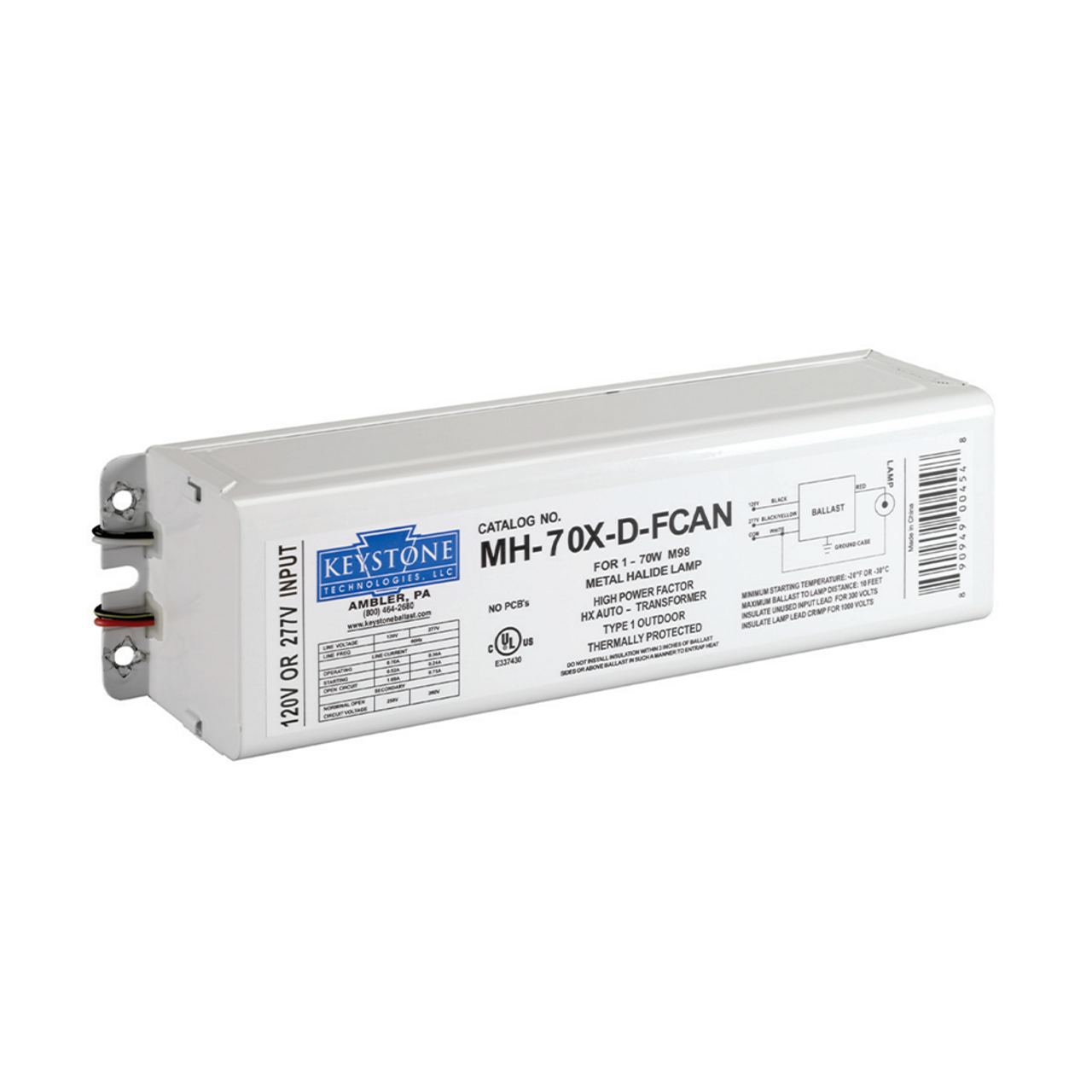 70 watt metal halide ballast