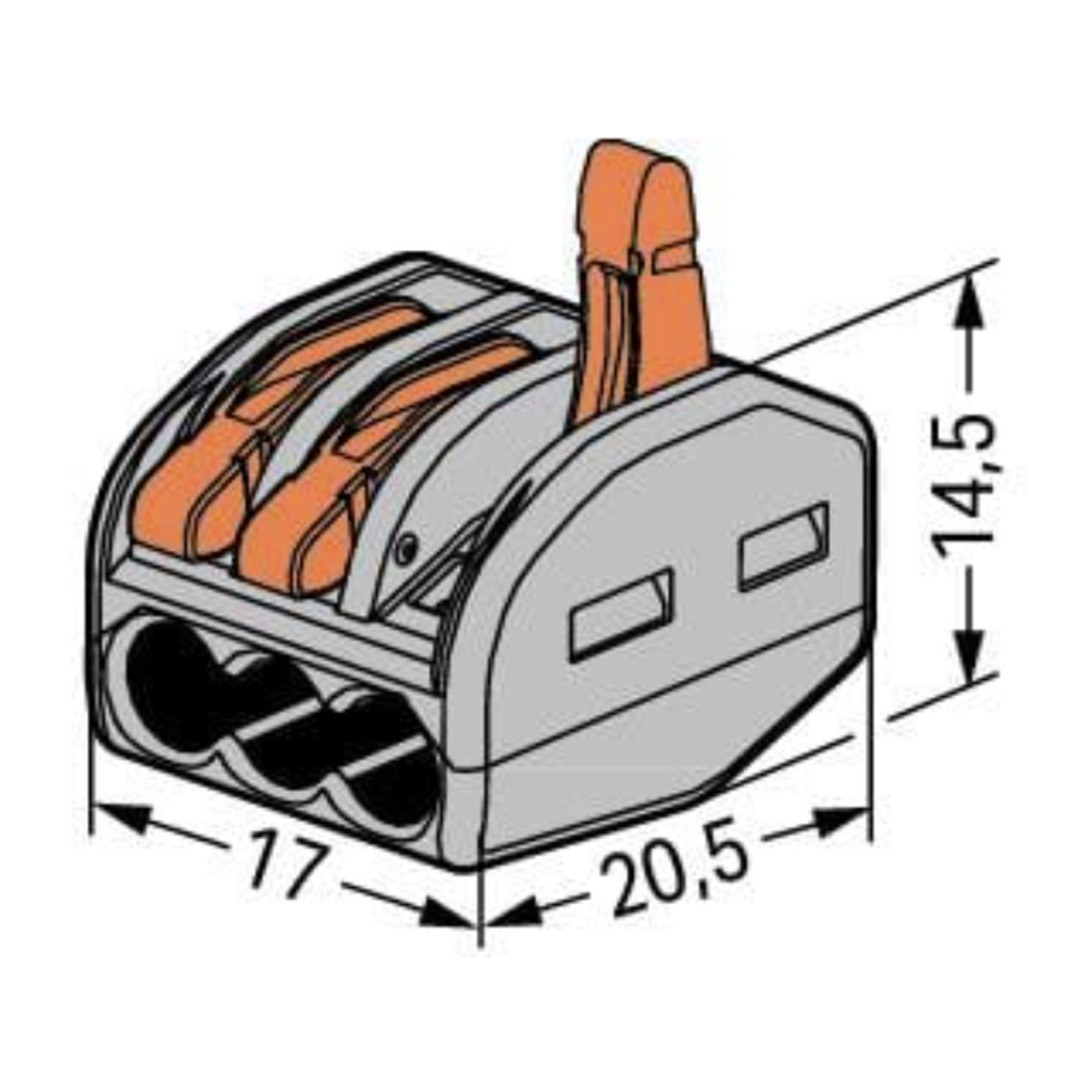222-413 - Wago - Pluggable Termal Block, With Levers, 3 Ways 222-413 - Wago - Pluggable Termal Block, With Levers, 3 Ways