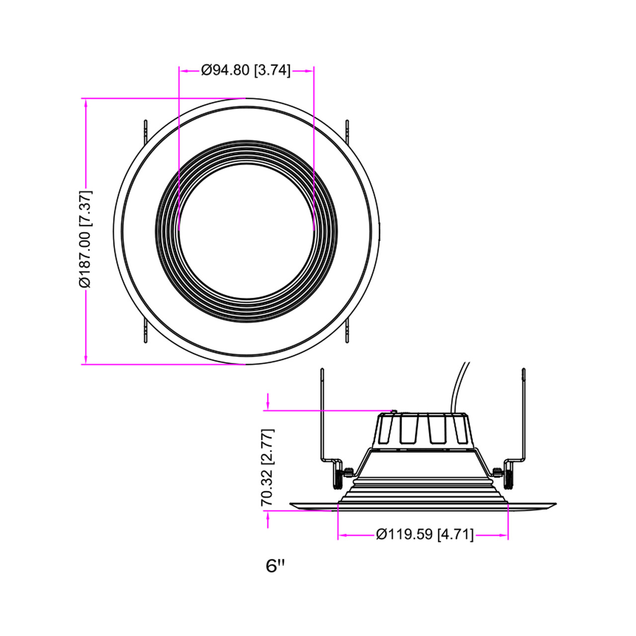 6-inch 10.5W Baffle LED Recessed Downlight - Halco ProLED 87984