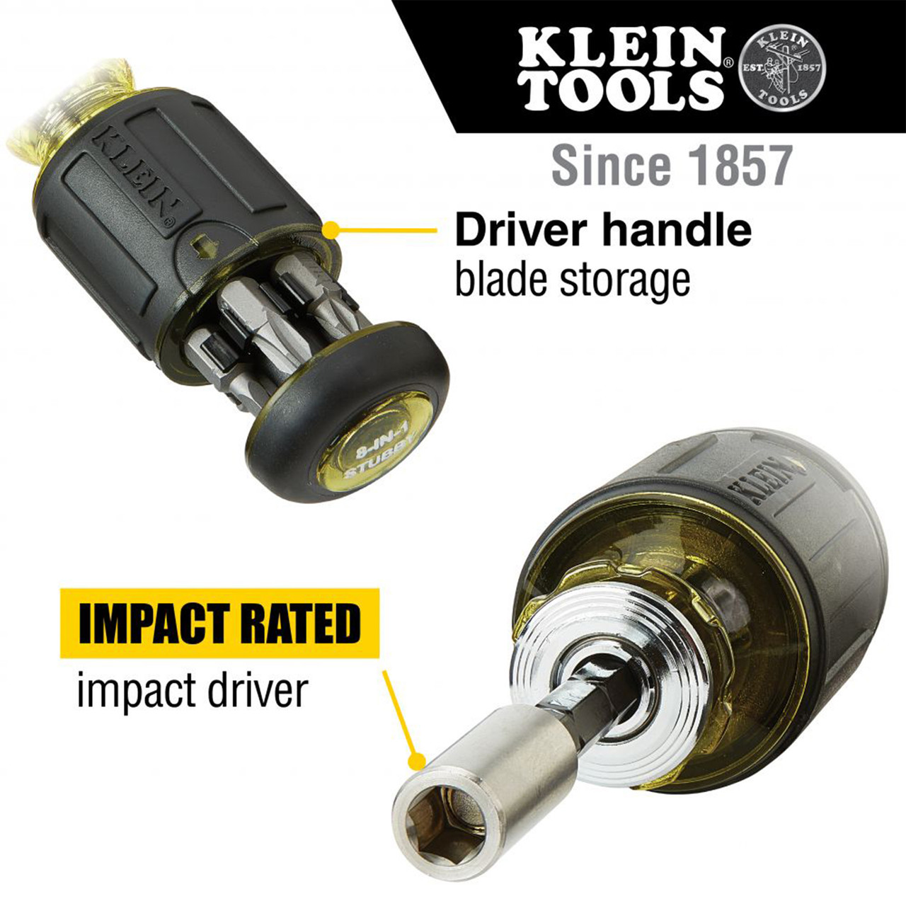 8-in-1 Multi-Bit Adjustable Length Stubby Screwdriver - Klein