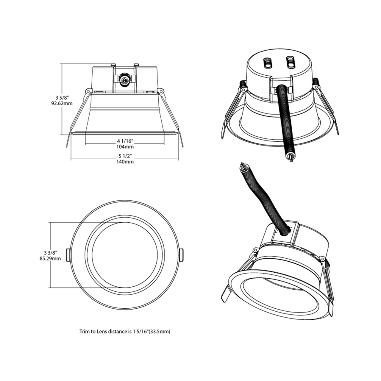 4-inch Commercial Downlight - RAB CRLEDFA-4R-12S-9CCT-UNV-WS