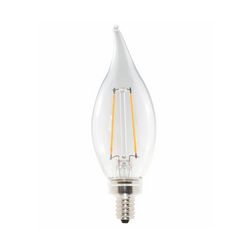 LED Chandelier - Filament - Flame Tip - 3.8 Watt - 300 Lumens | 40W Equal - 2700K - Clear - Candelabra Base - LED Decorative Lamp