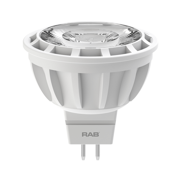 RAB LED MR16 Lamp - 7.5 Watt - 5000K - 12 Volt | Replaces 50 Watt Halogen - 80+ CRI - 570 Lumens - 35° - Bi-Pin Base - MR16-7.5-850-35D-DIM