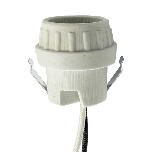Leviton 8876 - Medium Base Socket | 9" Wire Leads - Spring Clips - Porcelain - 660 Watt - 600 Volt - 4KV Pulse Rated - For Metal Halide and HPS Lamps