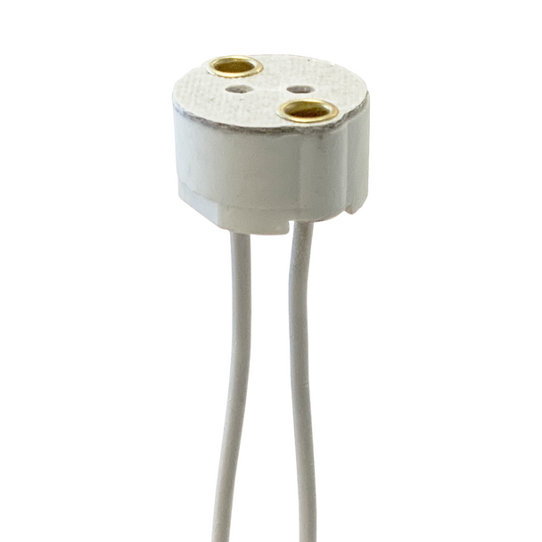 Porcelain Halogen Socket - Mini Bi Pin | 100 Watt Max. - Screw On - 18" Wire Leads - For G4, G5.3, GX5.3 and G6.35 Base Lamps