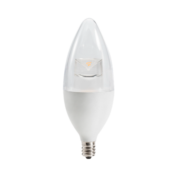 LED Chandelier - Torpedo - 4.5 Watt - 300 Lumens | 40W Equal - 3000K - Clear - Candelabra Base - LED Decorative Lamp
