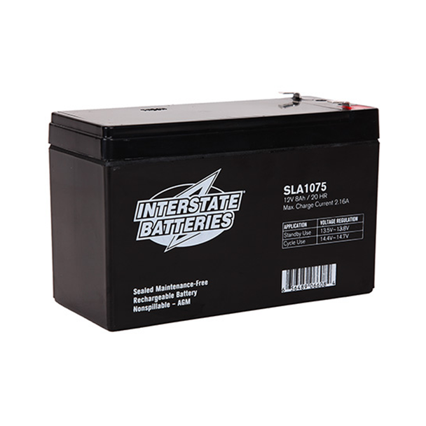 Power Patrol SA1075 - Replacement Battery - Sealed Lead-Acid | 8V - 12Ah - F1 Terminal - Rechargeable - Emergency Lighting Battery