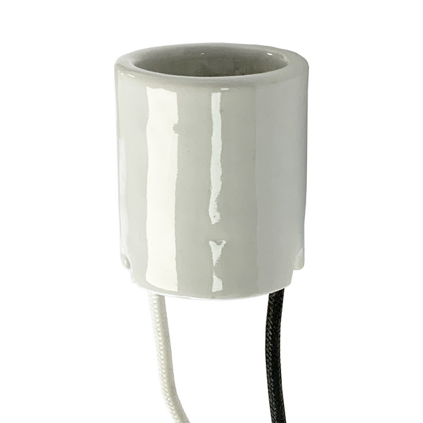 Medium Base Socket | 24" Wire Leads - Captive Bushings - Porcelain - 660 Watt - 600 Volt - 4KV Pulse Rated - For Metal Halide and HPS Lamps