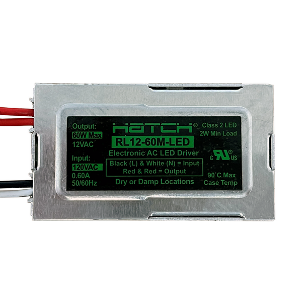 HATCH Electronic Transformer | 12VAC Output - 120VAC Input - 60 Watt Max. Output - RL12-60M-LED