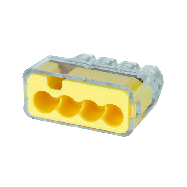 IDEAL Push-In Wire Connectors - Box of 100 | Model 34 4-Port Yellow 30-1034