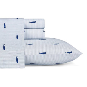 Queen size Coastal Beach 100-Percent Cotton Navy Blue White Stripe Sheet Set Q280-QWSNPC407435289