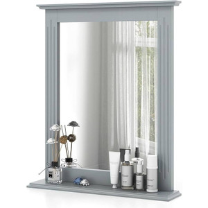 27-in x 22.5-in Bathroom Wall Mirror with Shelf in Gray Wood Finish Q280-TBWMGC5914729362