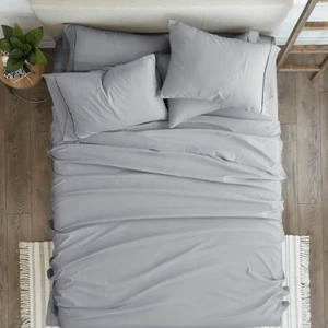 Twin XL size 4 Piece Grey Wrinkle Resistant Microfiber Polyester Sheet Set Q280-GRTL1423