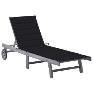  Patio Sun Lounger with Cushion Gray Solid Acacia Wood A949-3061366