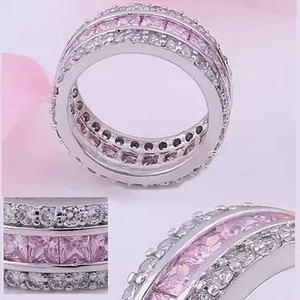 Color: Pink Stone,Size: 8 - LUMINA Pure & Pink Banquet Rings K290-6053908869