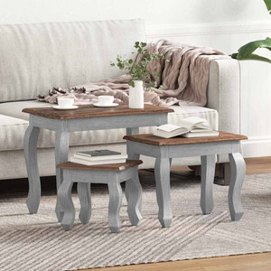  Nesting Table Set 3 Pieces Solid Mahogany Wood A949-244505