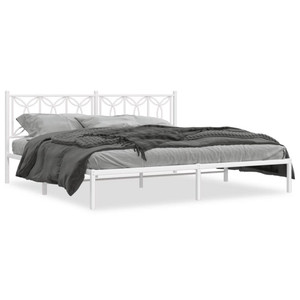  Metal Bed Frame without Mattress with Headboard White 76"x79.9 A949-376183