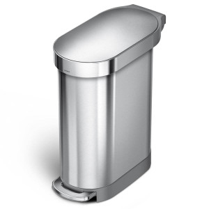 Stainless Steel 12-Gallon Narrow Kitchen Trash Can with Easy Step-on Lid Q280-SILSHIE5348253