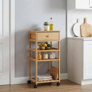  Kitchen Trolley with Wheels Natural 14.57 x 14.17 x 31.50 in A949-42028294