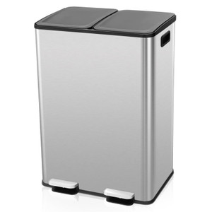 Dual 8-Gallon Step Trash Can Recycle Bin Food Waste Kitchen Compost Container Q280-TBEGDC2539741