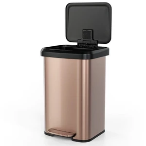13-Gallon Copper Gold Stainless Steel Step Trash Can with Soft Close Lid Q280-CGSKTSL637918