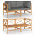  2-Seater Patio Sofa with Gray Cushions Solid Teak Wood A949-3087207