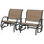 2 Pieces Outdoor Glider Chair, Steel Swing Chai with Curved Armrests for Porch, Garden, Poolside, B P295-84A-148V01LN