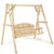 Outdoor Wooden Porch Bench Swing Chair with Rustic Curved Back - Color: Natural D681-OP3701+