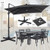 10 FT Cantilever Patio Umbrella with 32 Solar LED Lights and 220 LBS Base-Beige B593-NP13285+NP12183