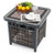 21.5 Inches Outdoor PE Rattan Side Table Square End Table with Umbrella Hole B593-NP11926
