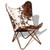  Butterfly Chair Brown and White Real Cowhide Leather A949-243696