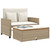  Patio Sofa with Cushions 2-Seater Beige Poly Rattan&Acacia Wood A949-365143