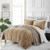 Queen Plush Microfiber Reversible Comforter Set in Gold Q280-GOQU9024