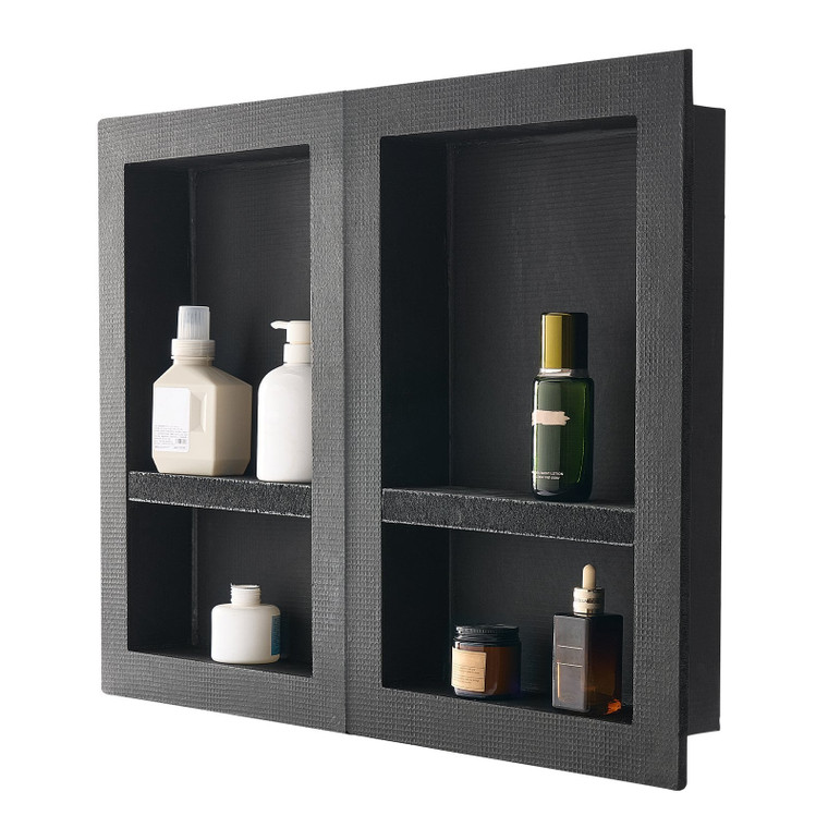 Shower Niche, 16 x 24 inch + 16 x 24 inch Recessed Wall Niche with Movable Shelf, 4 inch Thick Mode E415-SLLYBK4C16INUI9XP001V0