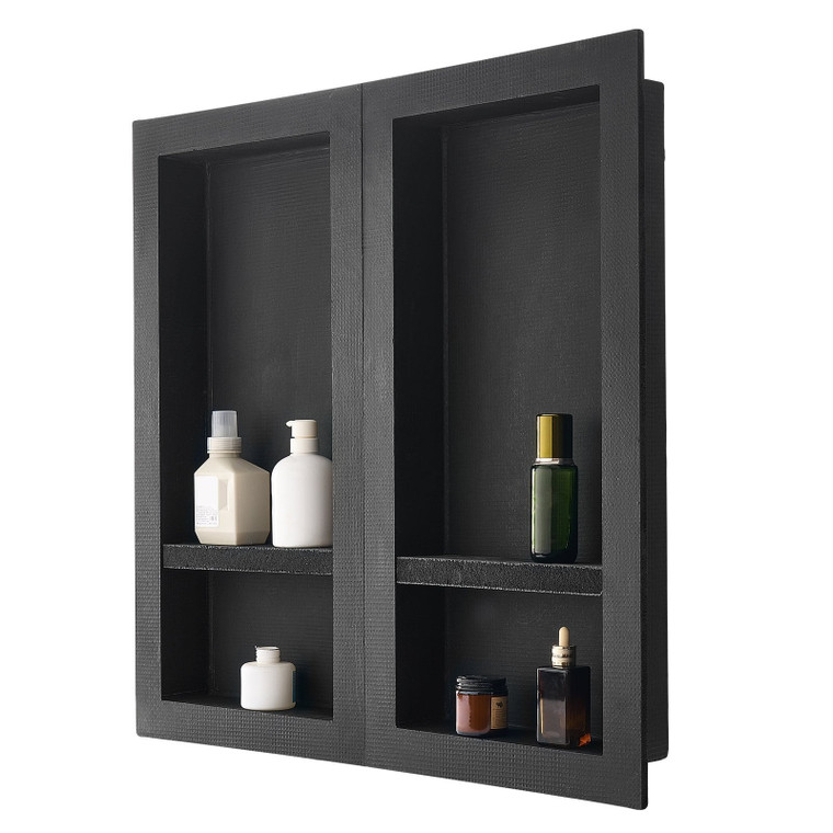 Shower Niche, 16 x 32 inch + 16 x 32 inch Recessed Wall Niche with Movable Shelf, 4 inch Thick Mode E415-SLLYBK4C16INFBXDC001V0