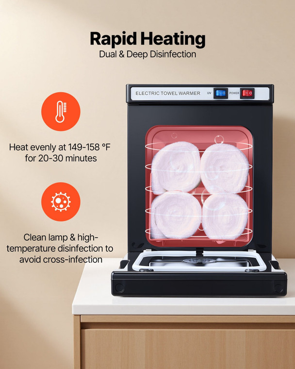 Hot Towel Warmer, 1.1 gal Small Towel Warmer Cabinet with Clip & Stainless Steel Rack, Holds up 8-1 E415-MJXDJEKDJRK5TP73N001V1
