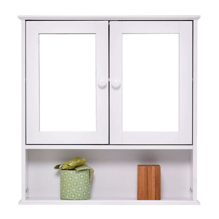 Simple Bathroom Mirror Wall Cabinet in White Wood Finish 23 x 22 inch Q280-BWLCMIDG15628791