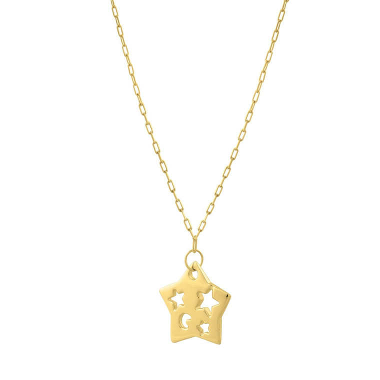 Cutout Star Necklace in 14K Yellow Gold P150-29465-18
