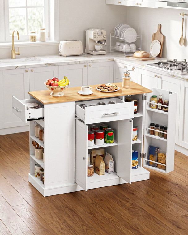 Kitchen Island Cart with Storage, 42.36 in Wide Island Table for Kitchen, with 2 Drawers, Storage C E415-CFD2C3M11MBKNUKIB001V0