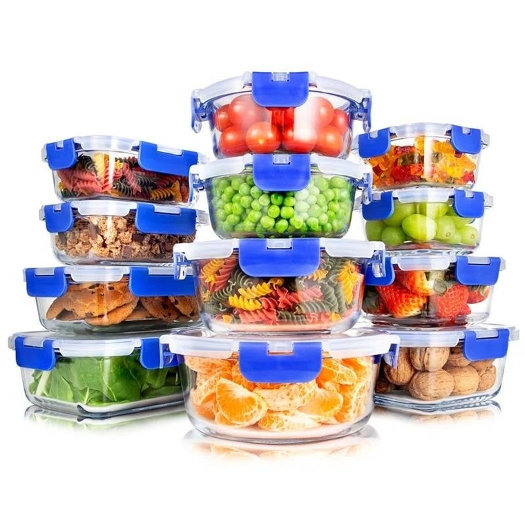 24-Piece Glass Food Storage Container Bakeware Set with Snap Locking Lids Q280-STFPNSG489258847