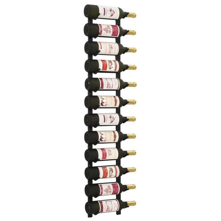  Wall Mounted Wine Rack for 12 Bottles Black Iron A949-282466