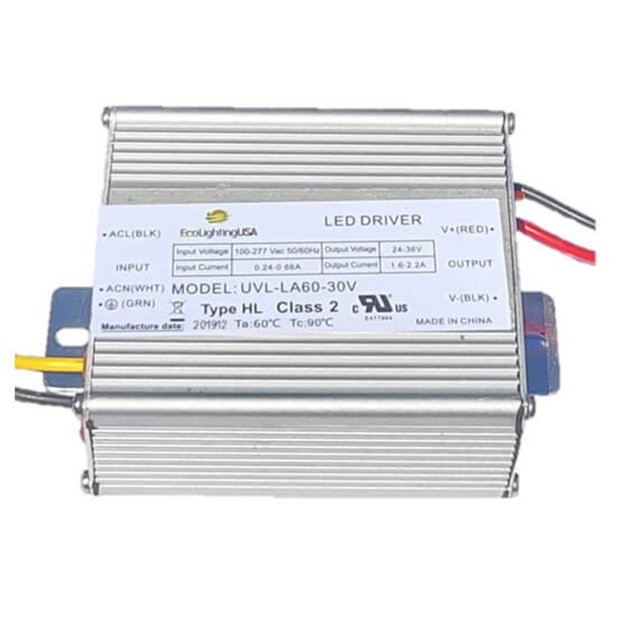 60w LED Power Supply 120v-277v Constant Current LED Driver 60 Watt,  36-48vdc, 125 amps ILLA-60125
