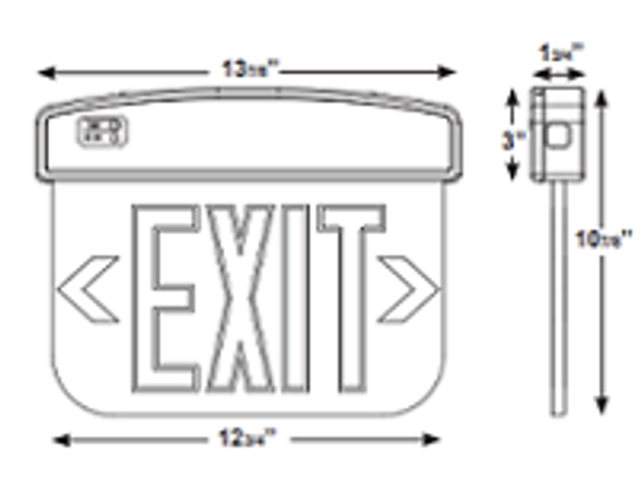 LED Edgelit Exit Sign, EM Backup, Red Letters, Mirror Lens, Double Sided iPLELRXTEU2RMWEM