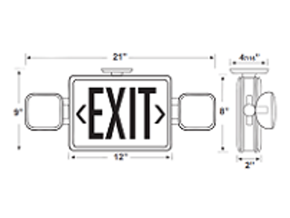 LED Exit Sign, Emergency Lighting Combination Series with Battery Backup Red Lens iLEDCXTEU2RW 2