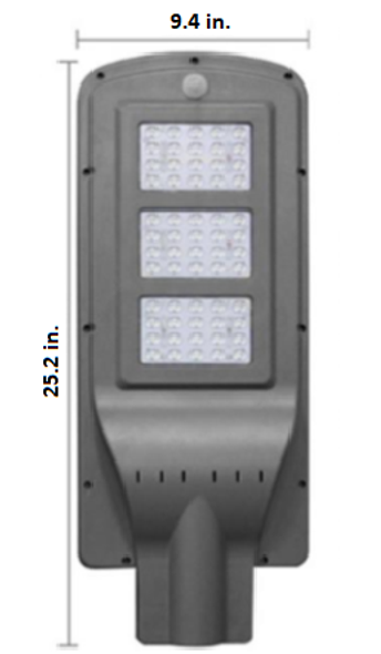 LAS15 15W All-In-One, totally integrated Solar LED Street Light with slipfitter Mount, 2400 Lumens, Type 3 or Type 5 Light Spread 6K