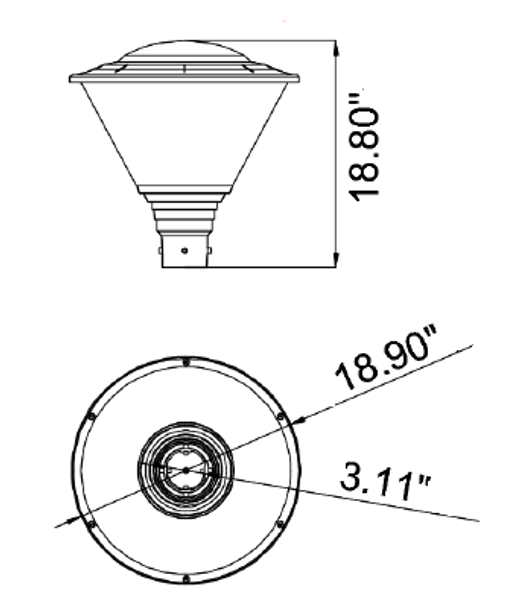 60w - 100w Modern Hourglass LED Post Top EL-HPTW27 2