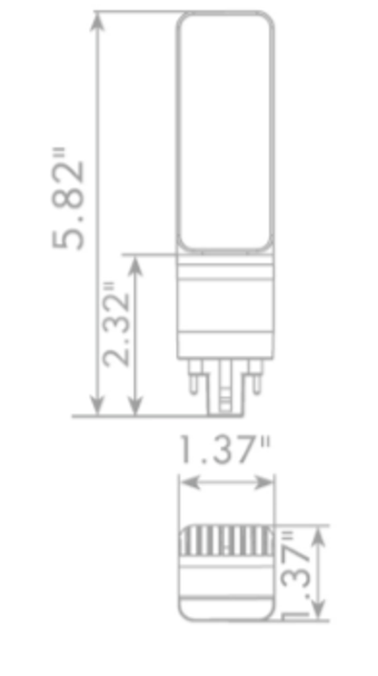 12 Watt Type AB LED PL light Bulb 140 degree Beam Angle, 32w Ballast Compatible 32w CFL Replacement 3000K - 5000K ICFH12 3