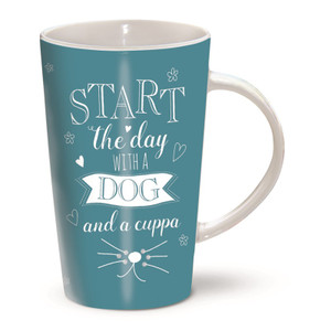 Start The Day Dog Cuppa Tall Latte Coffee Tea Mug