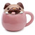 Mopps Pug Dog Mug Peeping Lid Pink